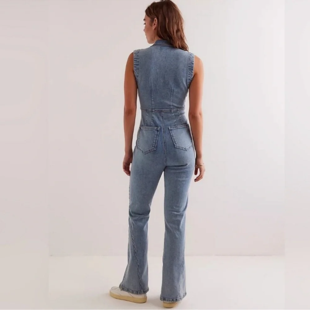 ⭐️NWT Free People Jumpsuit Jean Sleeveless medium